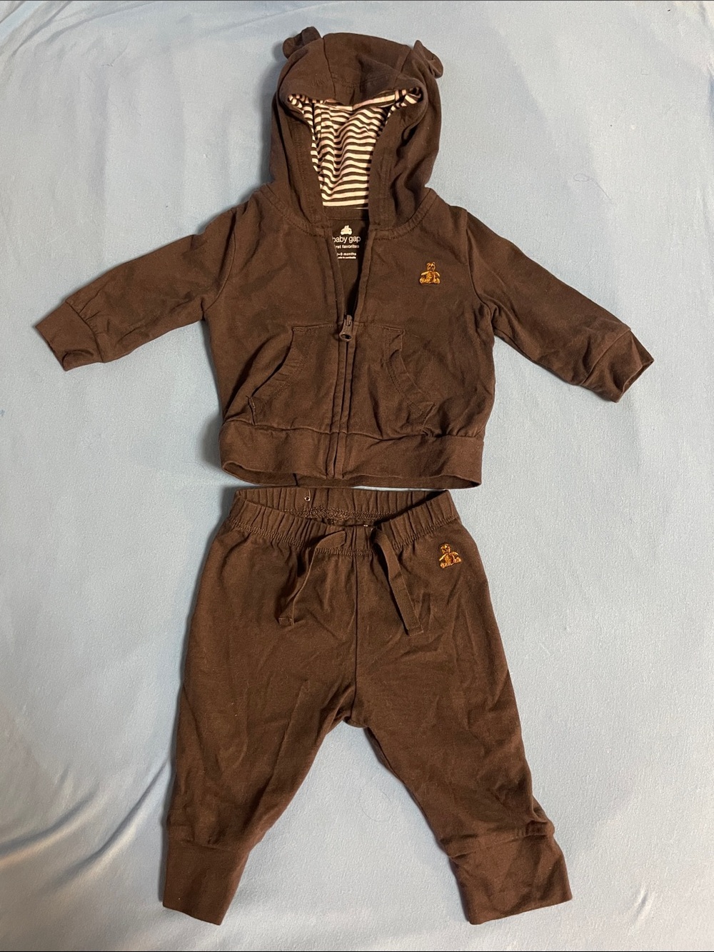 Baby GAP Grey Hoodie & Joggers Set with Striped Hood Lining